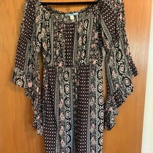 Elegant Long Sleeve Patterned Dress